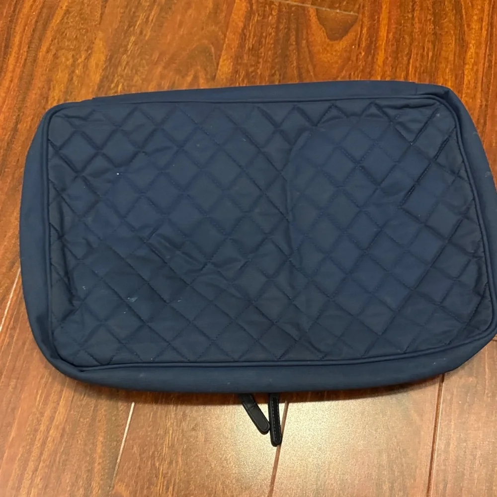 CHANEL Dark Blue Quilted Laptop/ Cosmetic Bag